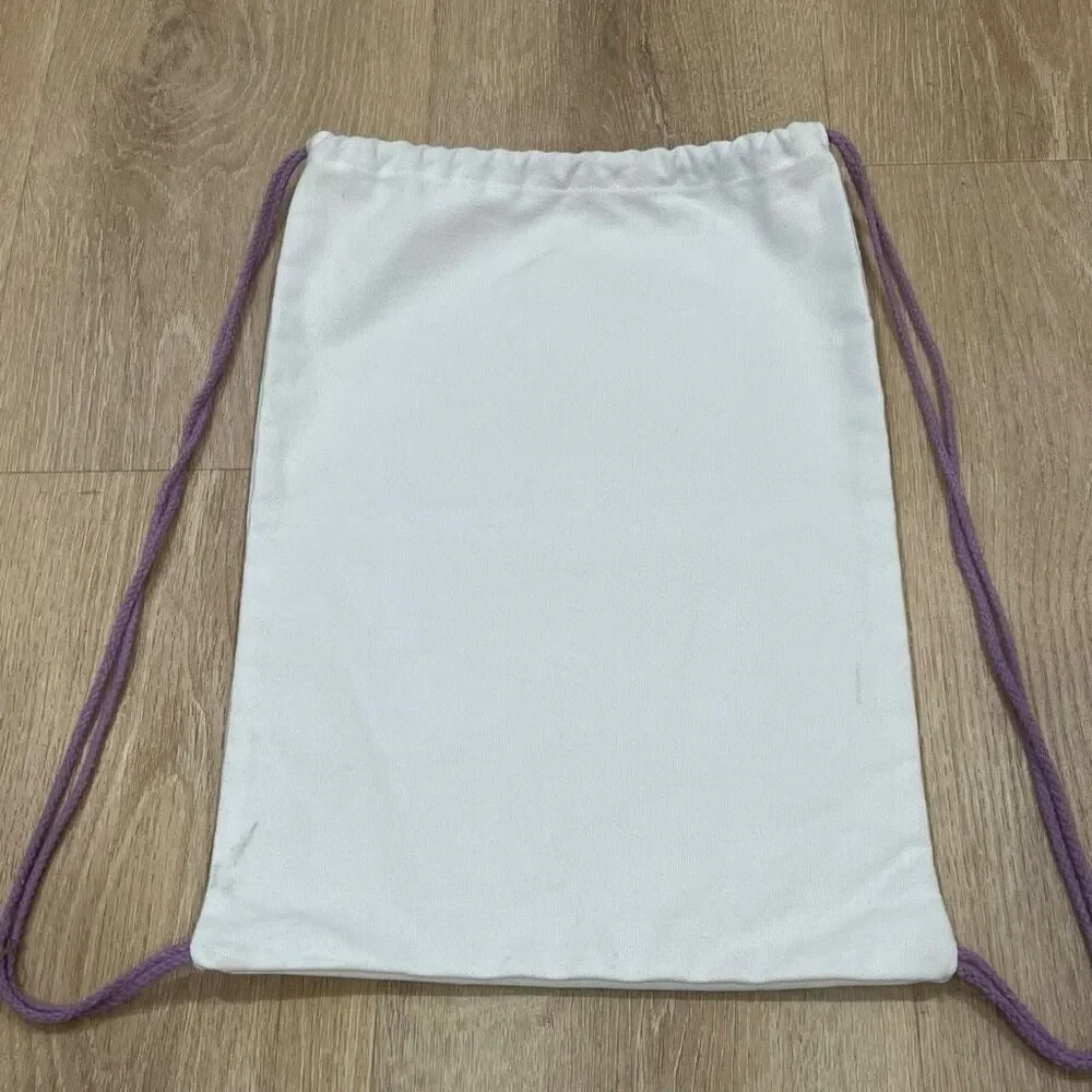 RGI Home, My Sleepover Bag, Girl’s White Drawstring Bag Pink & Purple NWT *FLAW*